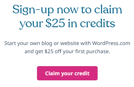 $25 in free credits from WordPress.com